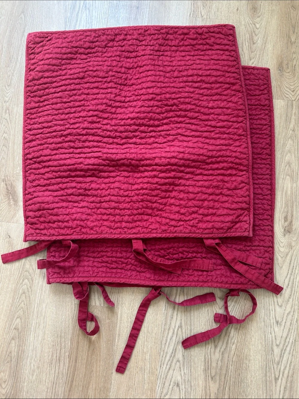 Pottery Barn Red Pick Stitch Linen Euro Sham Bundle of 2